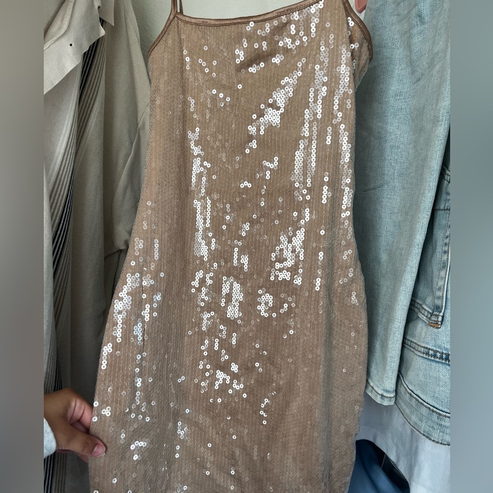 Beige Sequin Dress